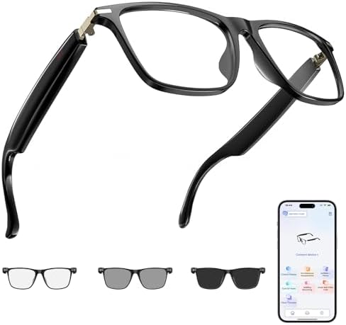 AI Translation Smart Glasses with 138 Languages, Bluetooth Glasses Compatible with ChatGPT, Photochromic Lens with Open-Ear Speakers for Men Women, for Travel, Business, Driving