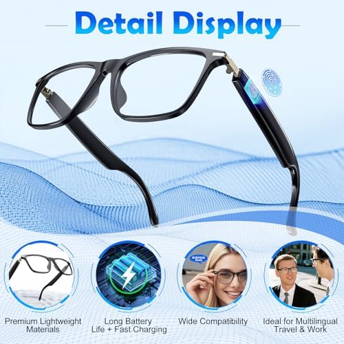 AI Translation Smart Glasses with 138 Languages, Bluetooth Glasses Compatible with ChatGPT, Photochromic Lens with Open-Ear Speakers for Men Women, for Travel, Business, Driving - Image 3