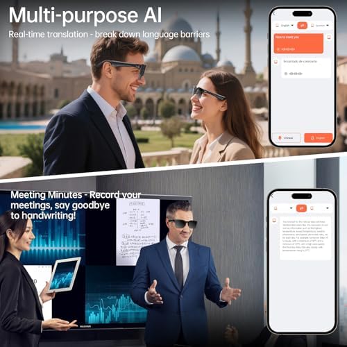 Smart Glasses with AI Translator, V6.0 Bluetooth Glasses with 150+ Translation, Smart Sunglasses for Men & Woman, 120H Long Standby Music Glasses, UV Protection, IPX5 Waterproof, Hands-Free Calls - Image 3